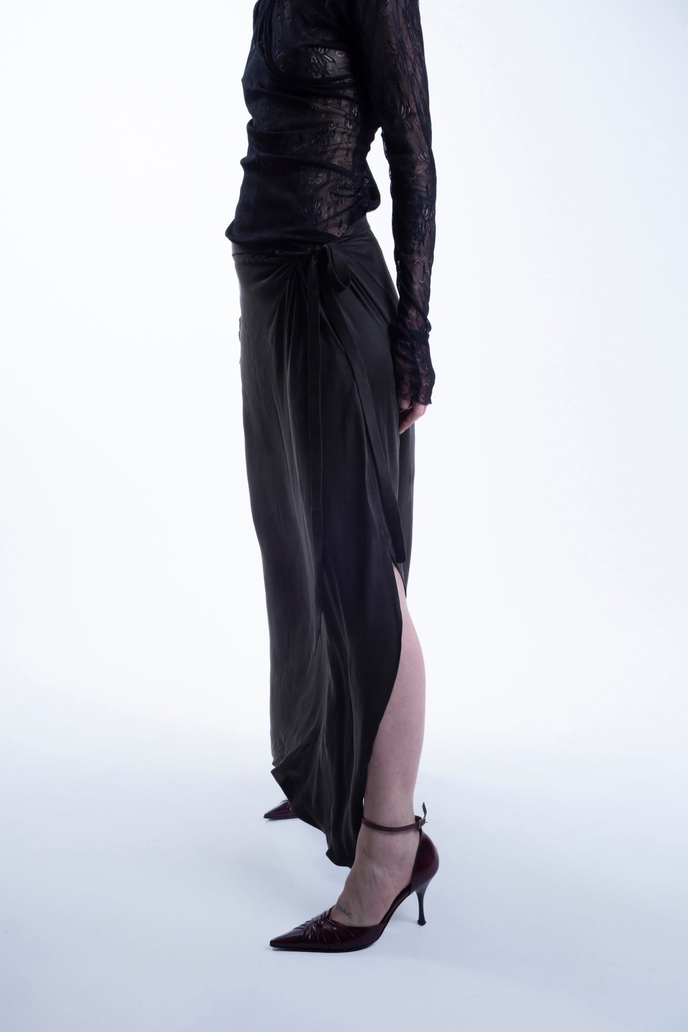 Cupro Maxi Skirt in Black