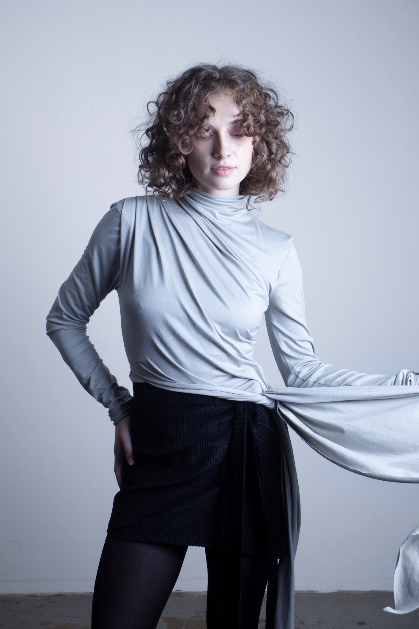 Viscose Asymetric Knotted Turtleneck