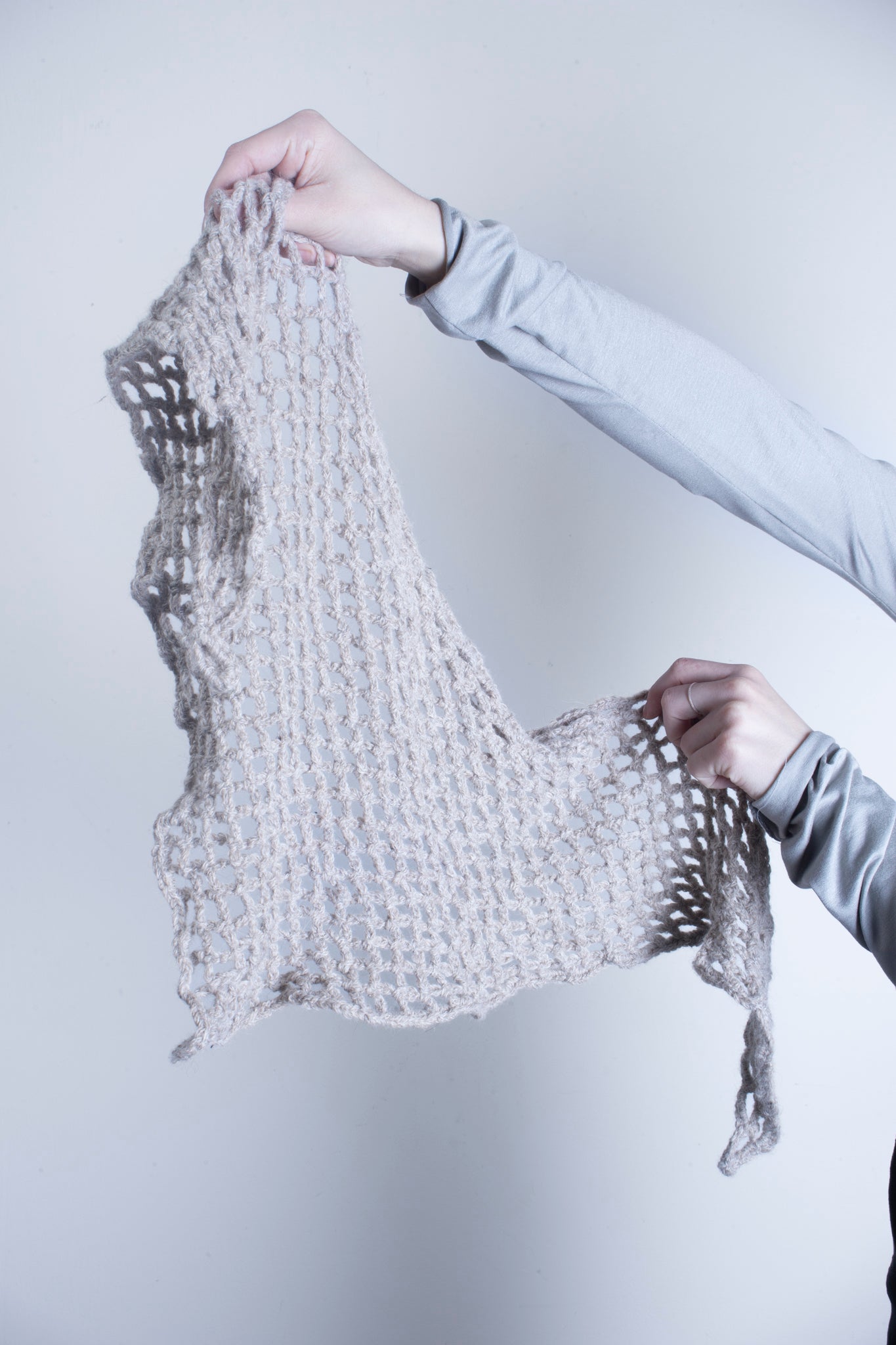 Hand-crocheted scarf in brown