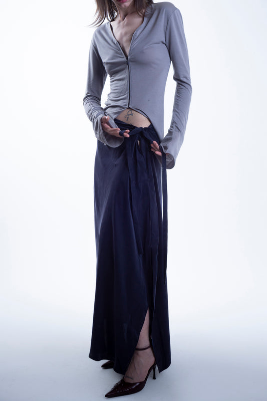 Cupro Maxi Skirt in Ink