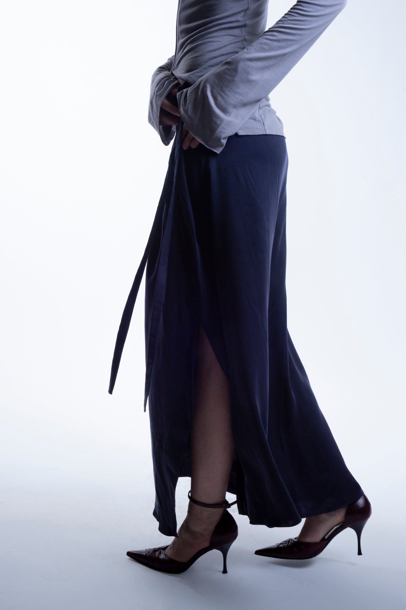 Cupro Maxi Skirt in Ink