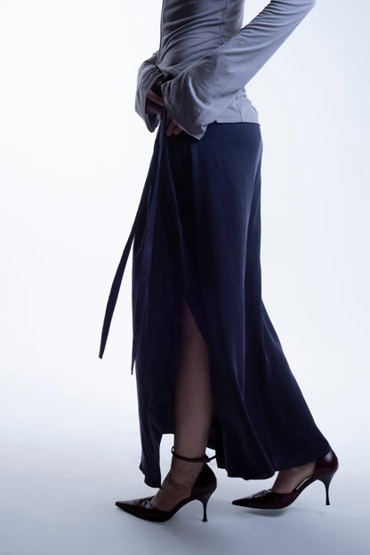 Cupro Maxi Skirt in Ink