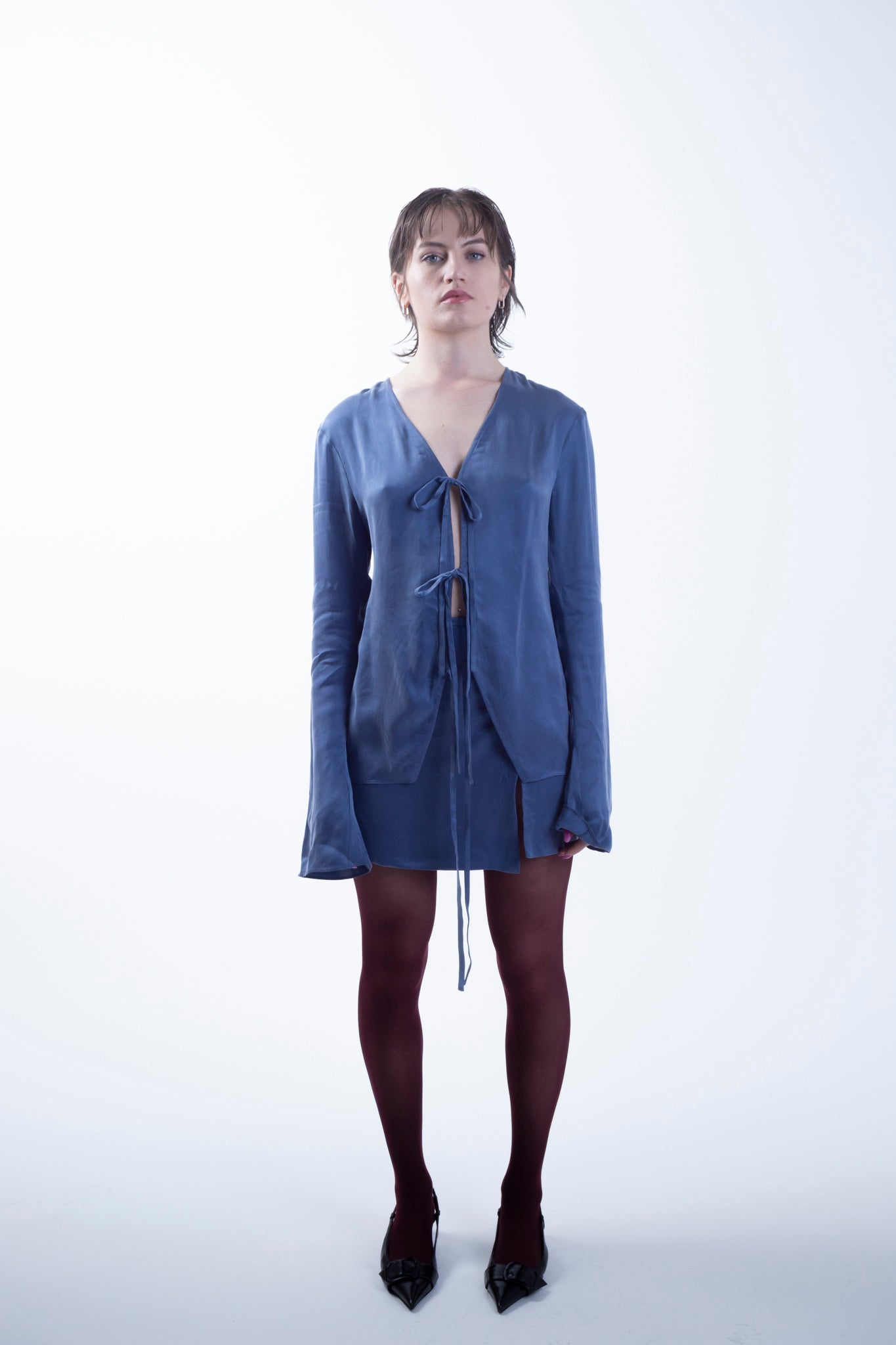 Cupro Tied Top in Dove