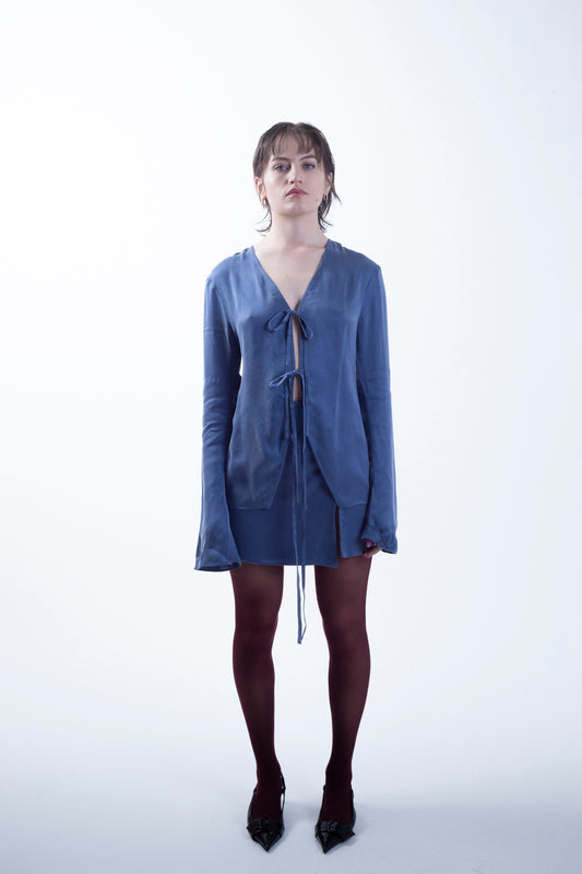 Cupro Tied Top in Dove