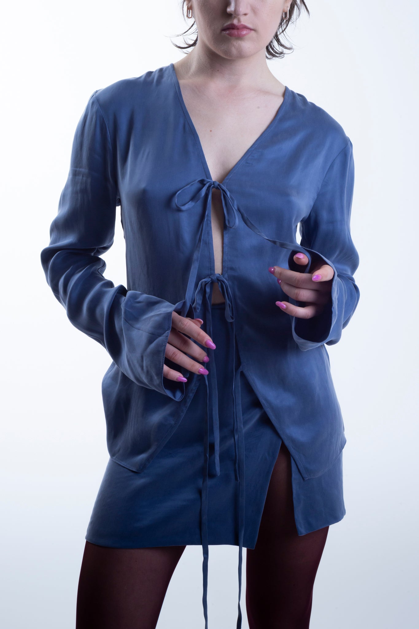 Cupro Tied Top in Dove
