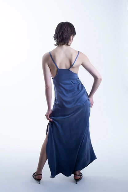 Draped Slip Dress in Pigeon