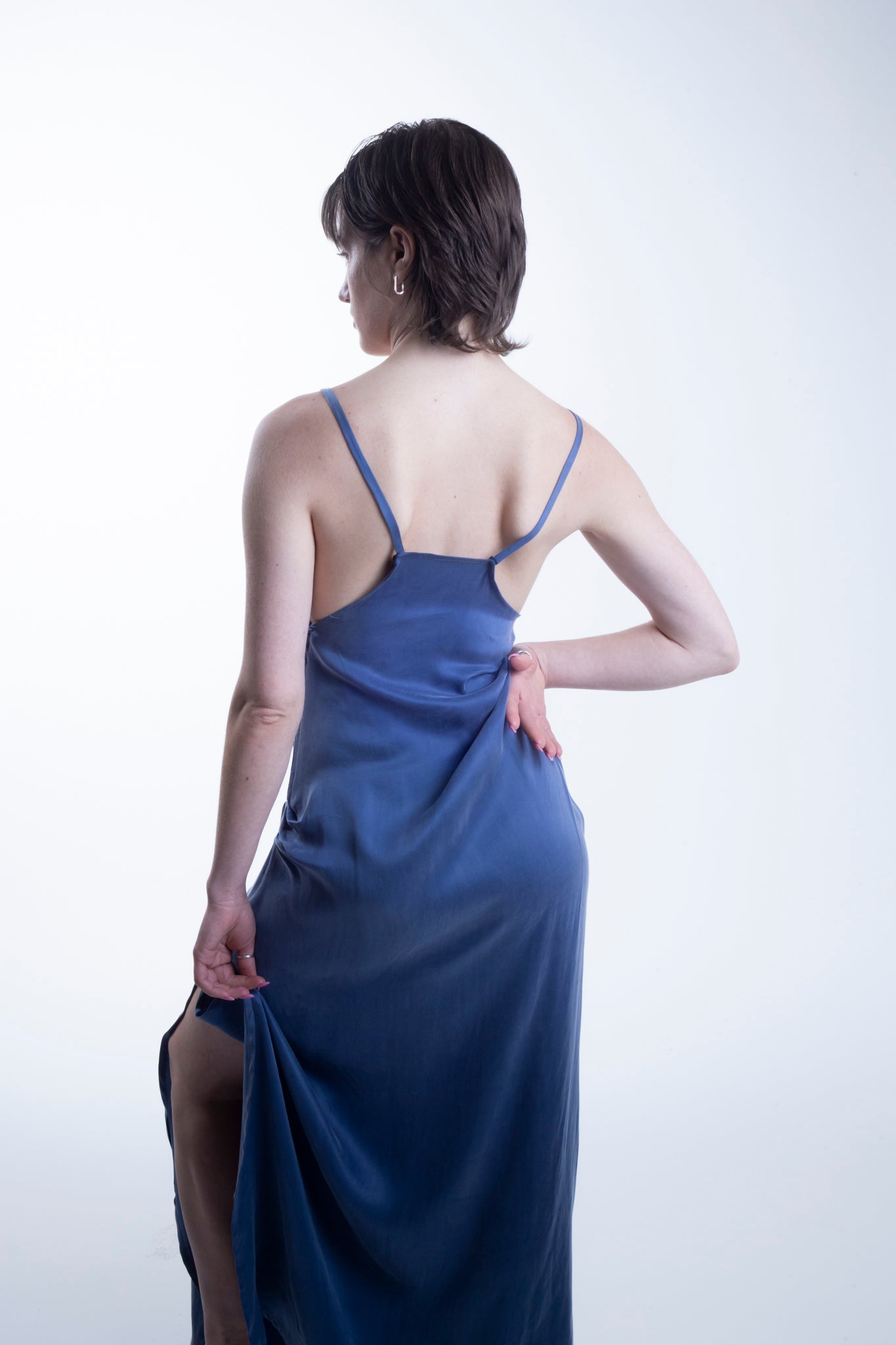 Draped Slip Dress in Pigeon