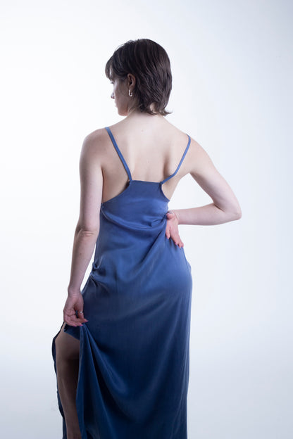 Draped Slip Dress in Pigeon