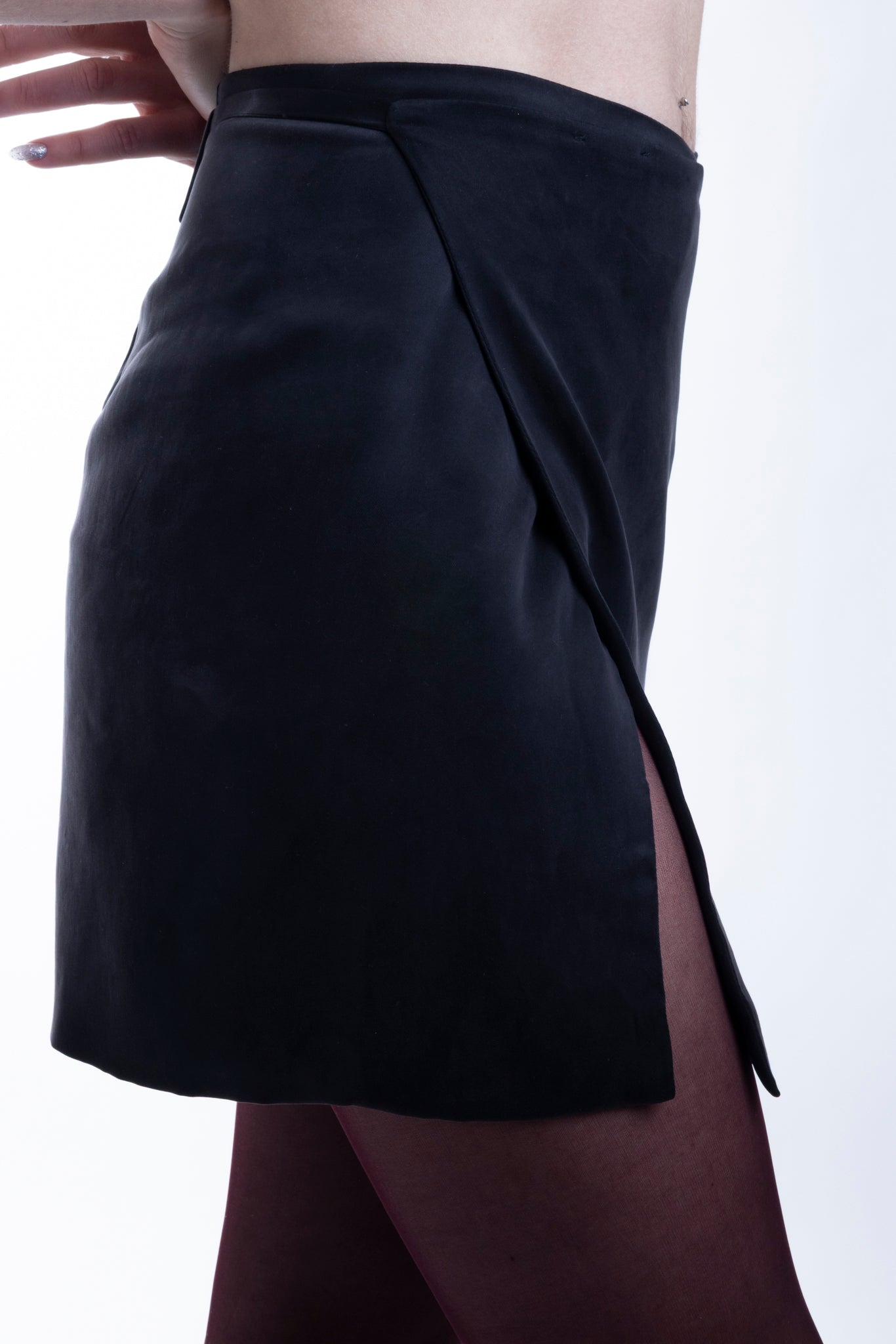 Cupro Wrap Mini Skirt in Black