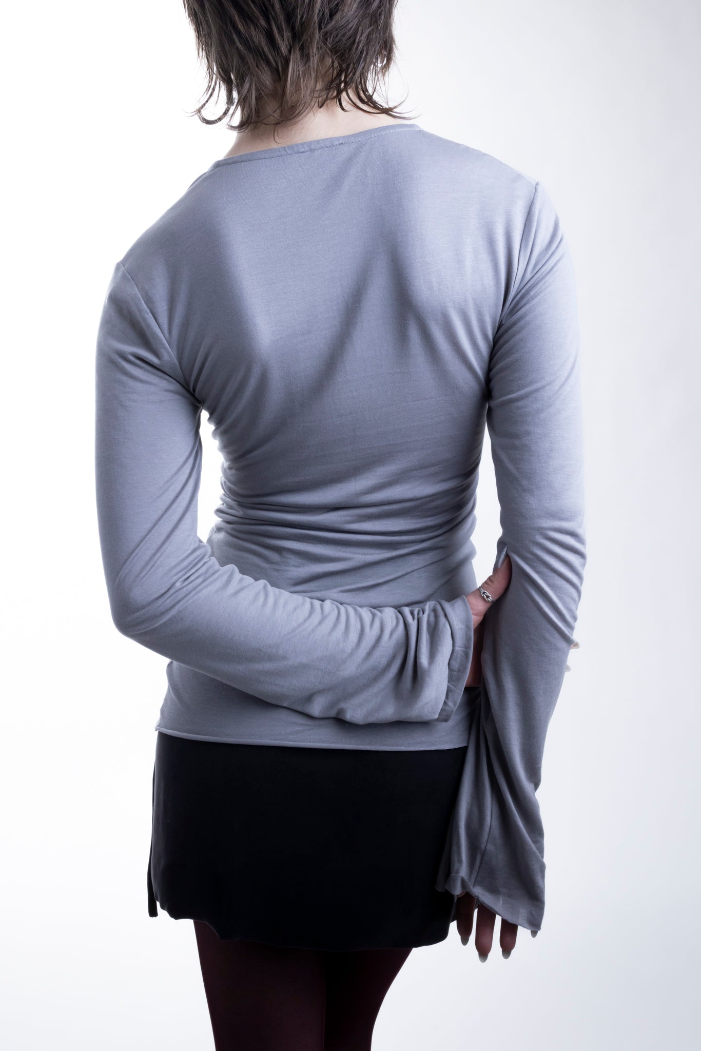 Lyocell Top with Hidden Zipper in Grey
