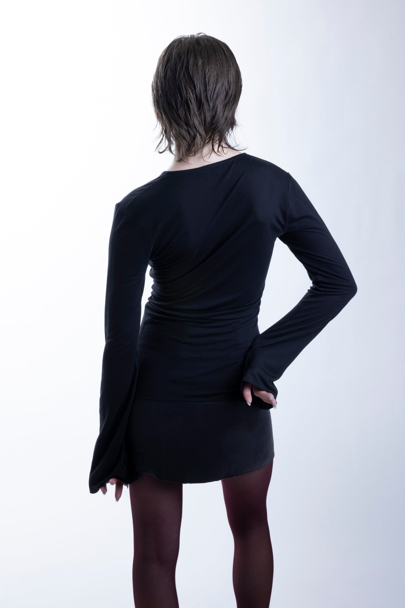 Lyocell Top with Hidden Zipper in Black