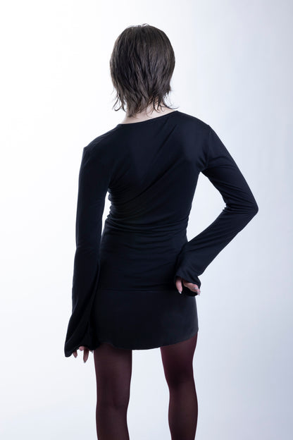 Lyocell Top with Hidden Zipper in Black
