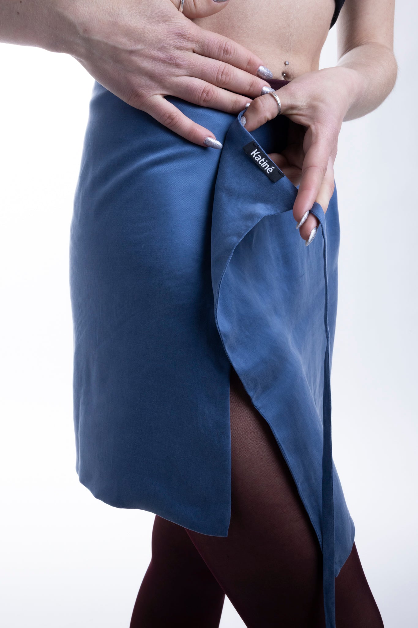 Cupro Wrap Mini Skirt in Dove