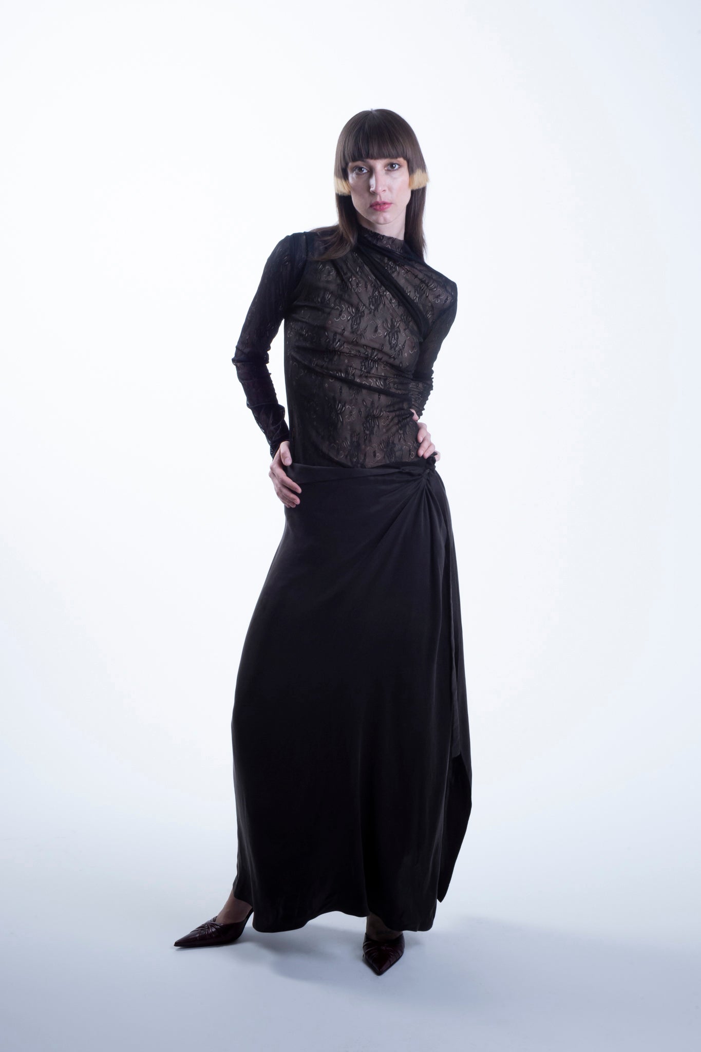 Cupro Maxi Skirt in Black