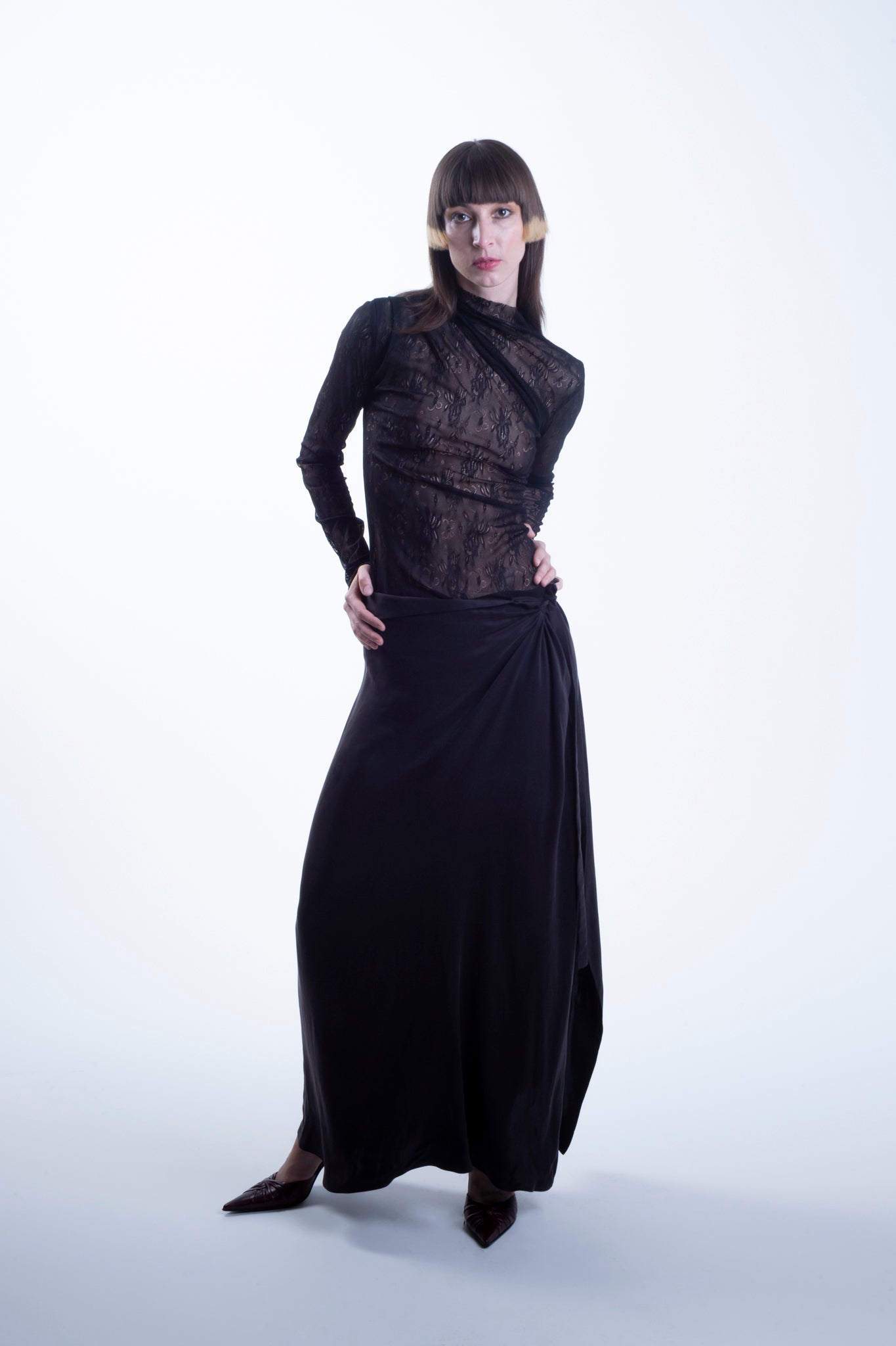 Cupro Maxi Skirt in Ink