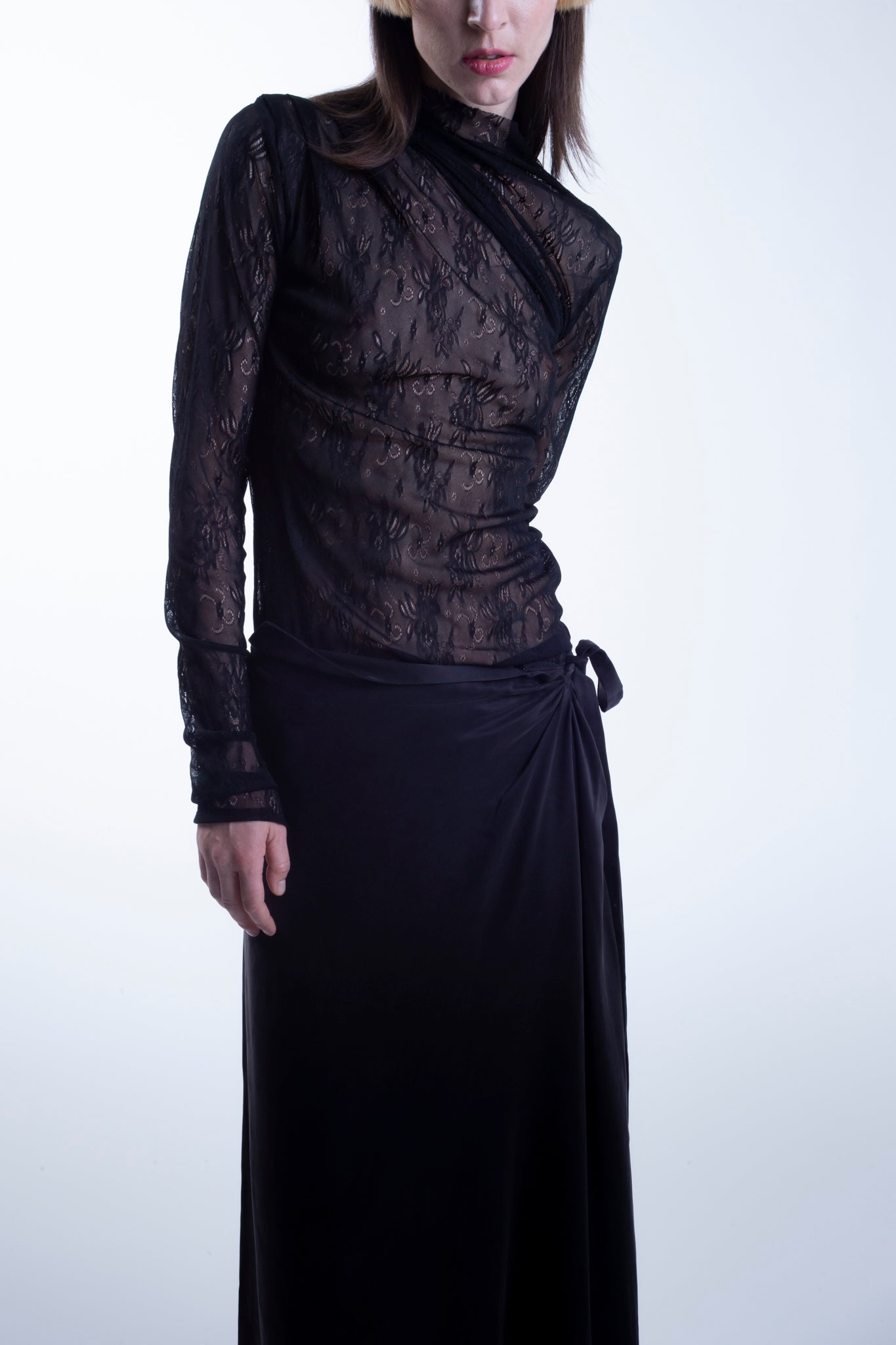 Draped Lace Turtleneck