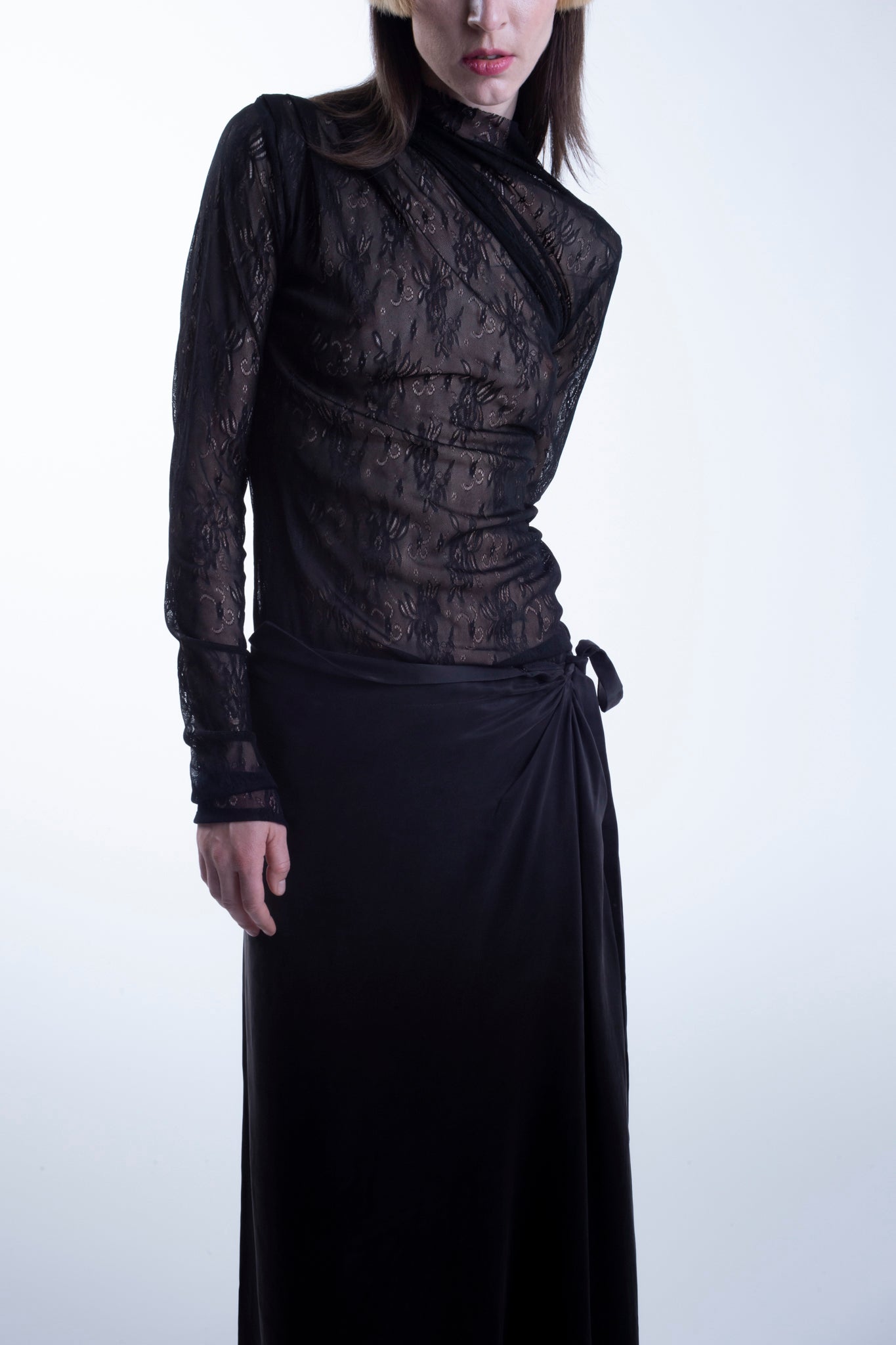 Cupro Maxi Skirt in Black