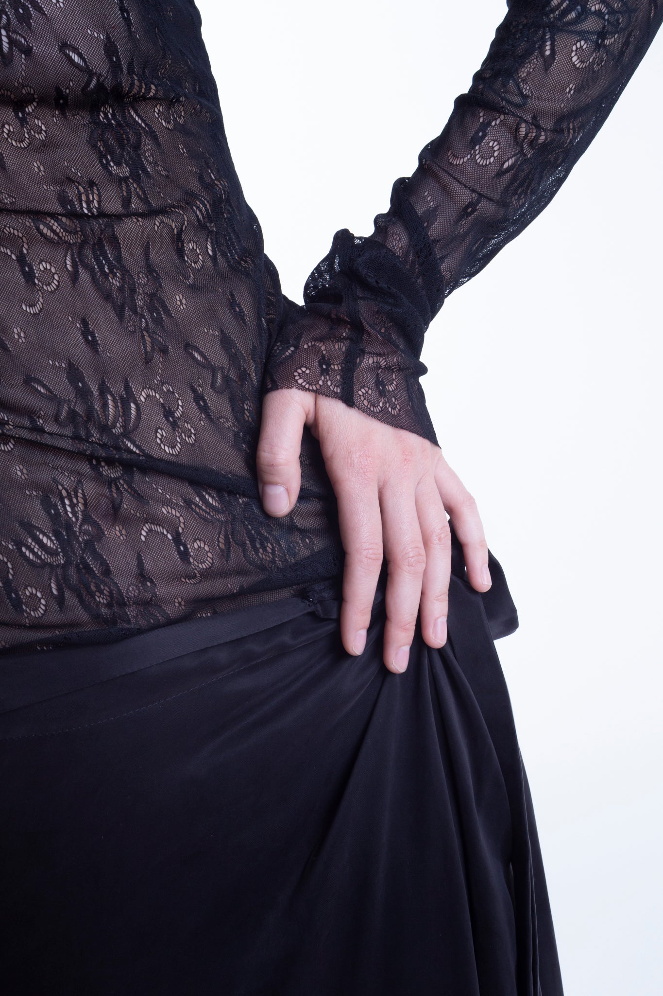 Draped Lace Turtleneck