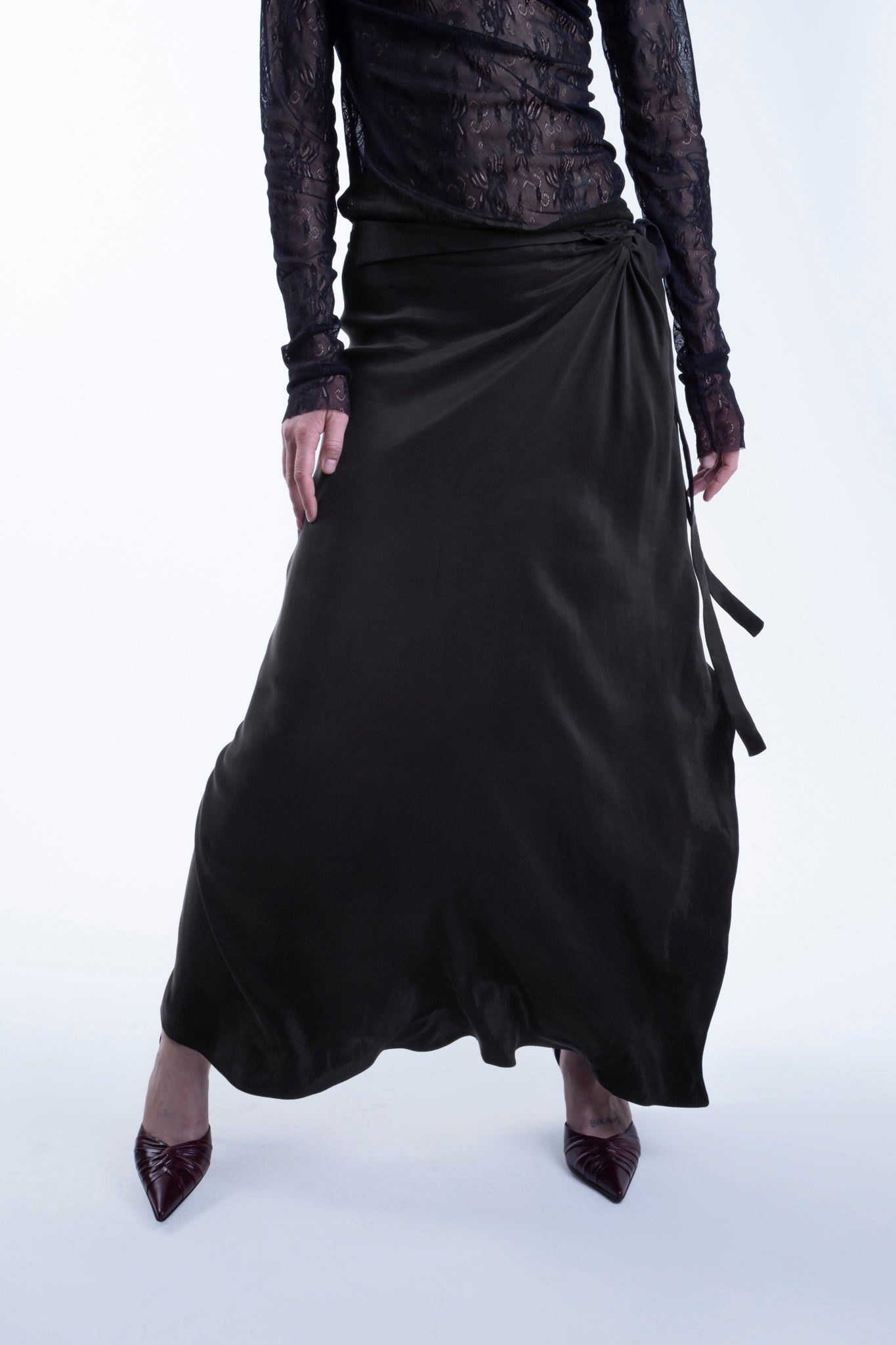 Cupro Maxi Skirt in Black