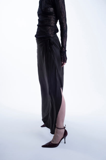 Cupro Maxi Skirt in Black