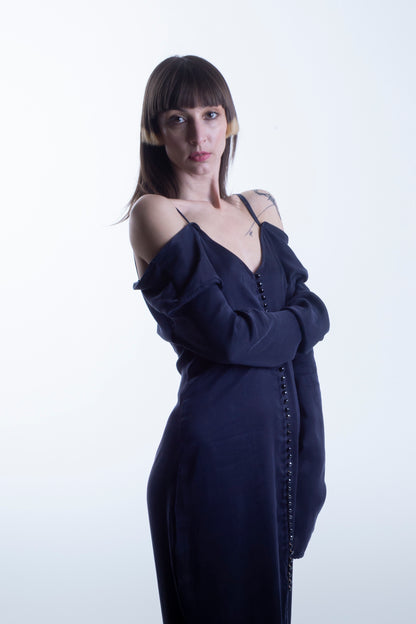 Cupro Buttoned Dress