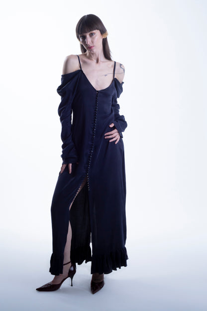 Cupro Buttoned Dress
