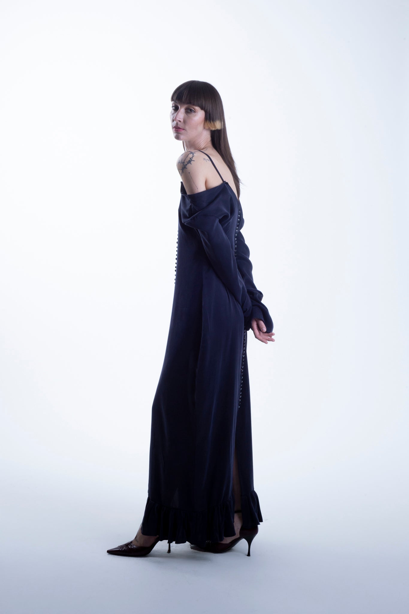Cupro Buttoned Dress