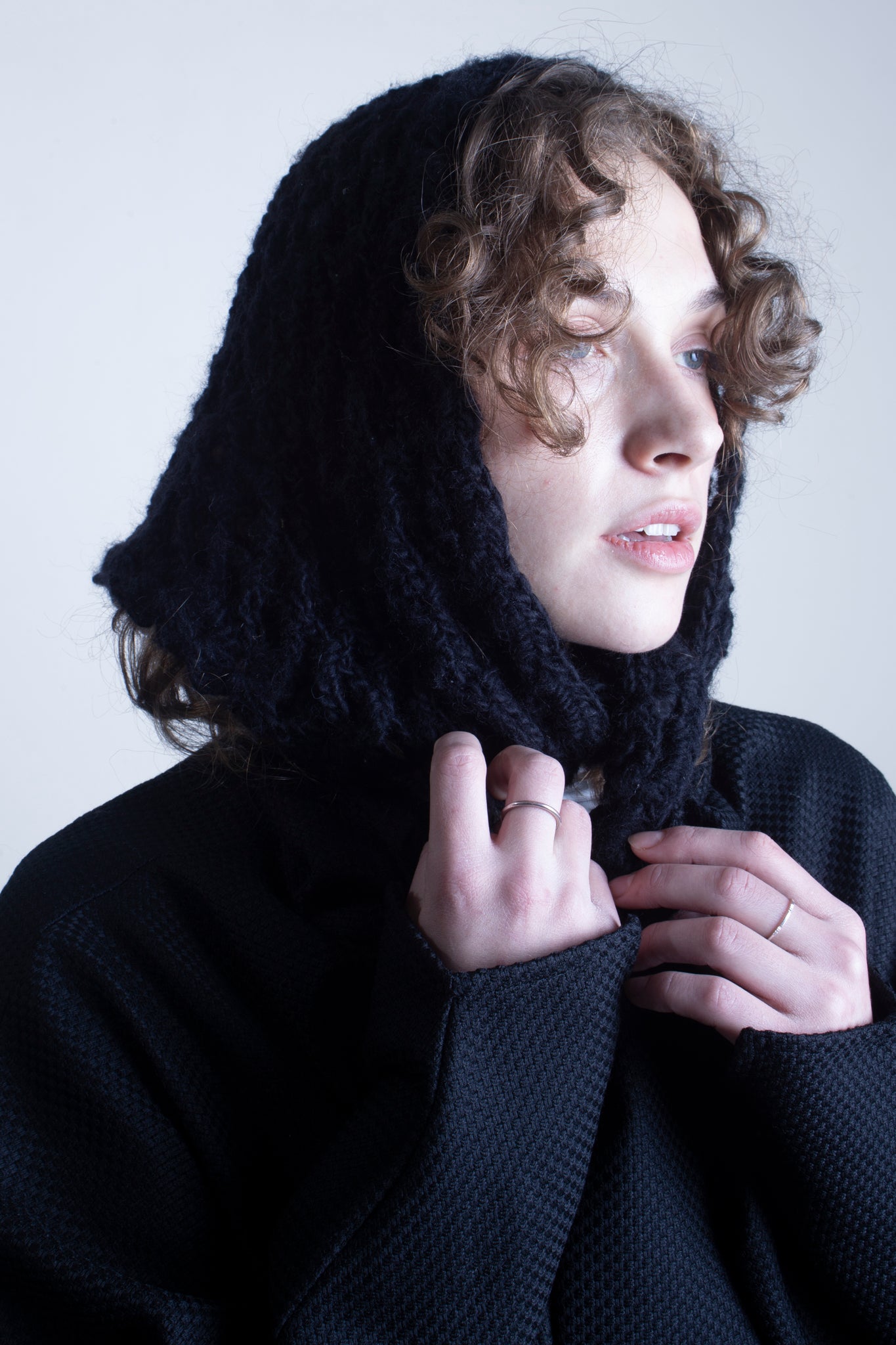 Hand-crocheted scarf in black