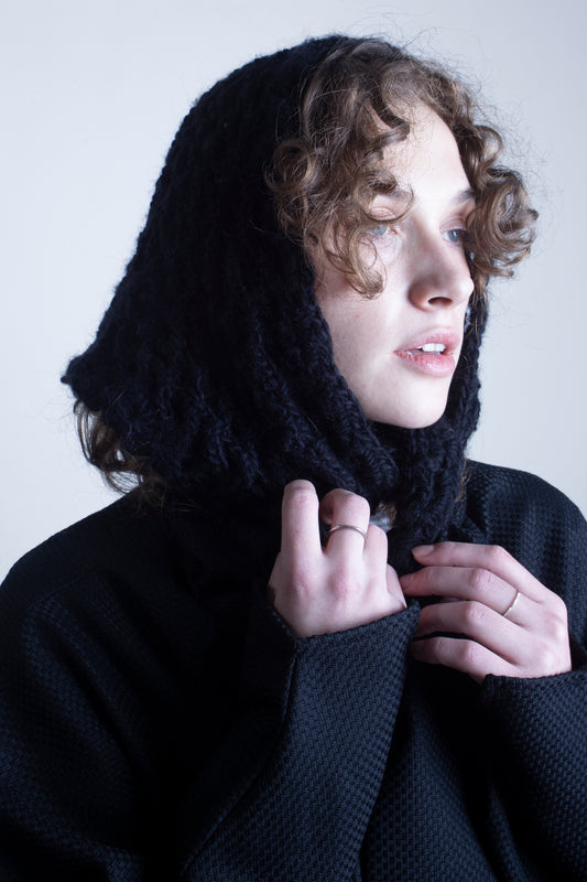 Hand-crocheted scarf in black