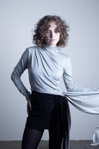 Viscose Asymetric Knotted Turtleneck