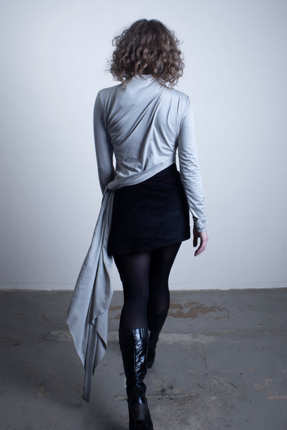 Viscose Asymetric Knotted Turtleneck