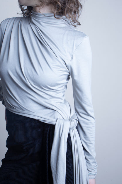 Viscose Asymetric Knotted Turtleneck