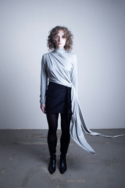 Viscose Asymetric Knotted Turtleneck