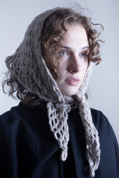 Hand-crocheted scarf in brown