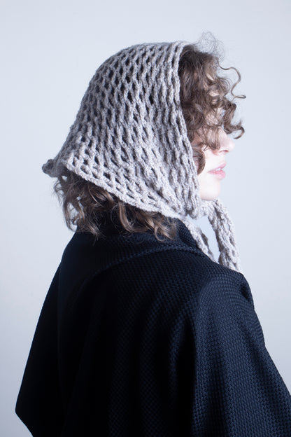 Hand-crocheted scarf in brown