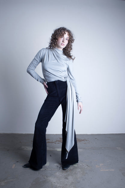 Viscose Asymetric Knotted Turtleneck