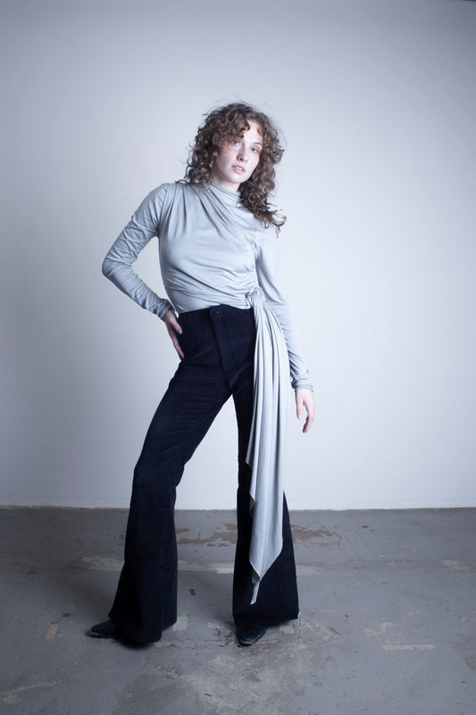 Viscose Asymetric Knotted Turtleneck