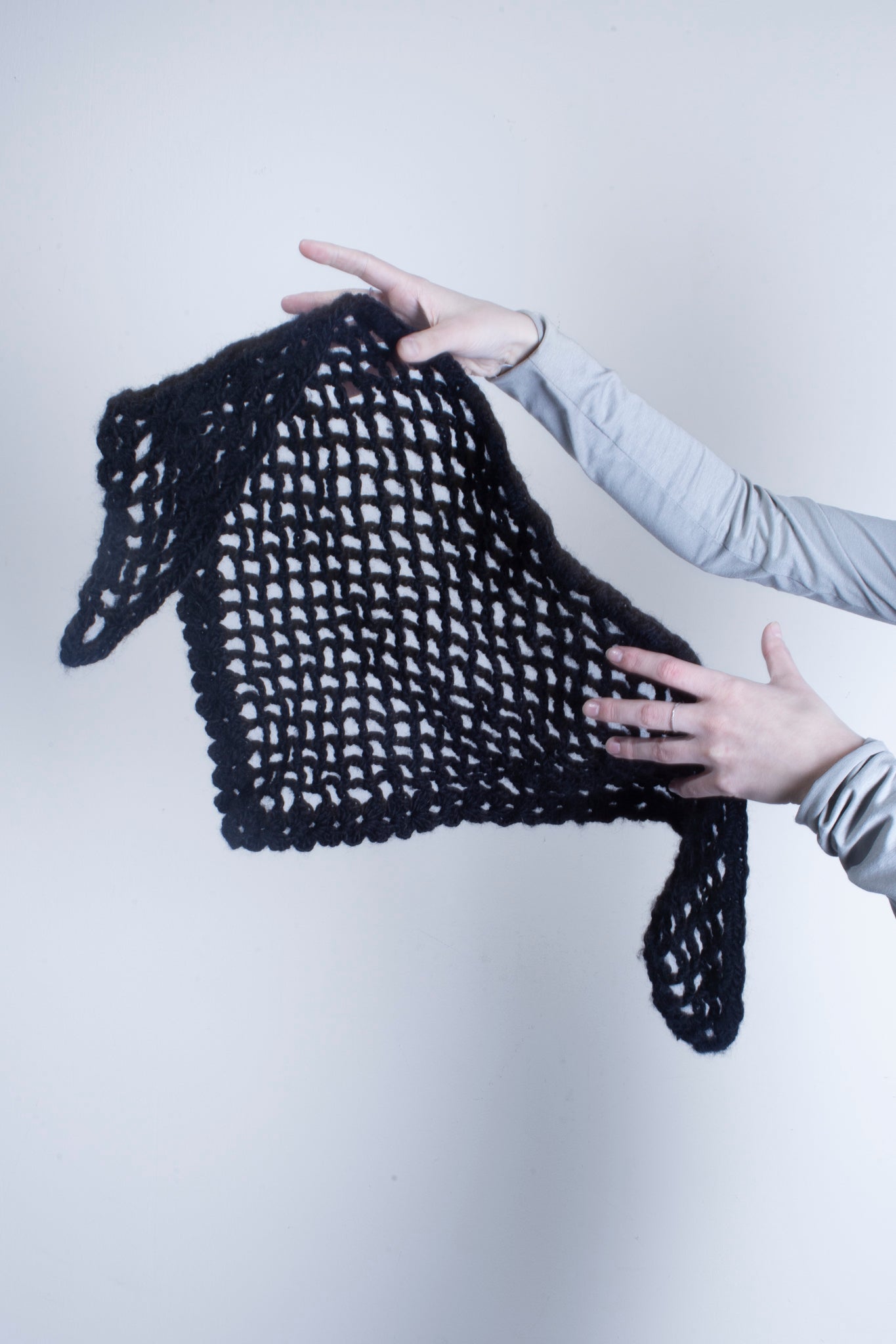 Hand-crocheted scarf in black