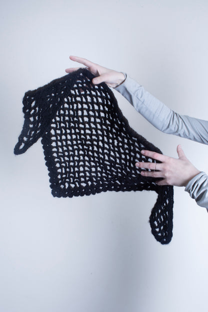 Hand-crocheted scarf in black
