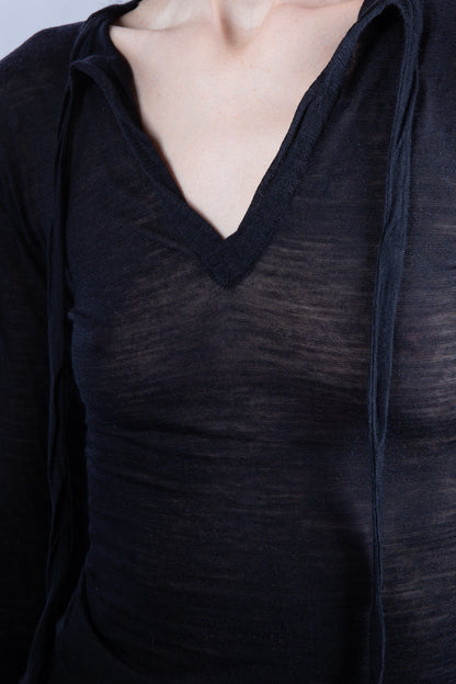 Cotton Linen Longsleeve in Black