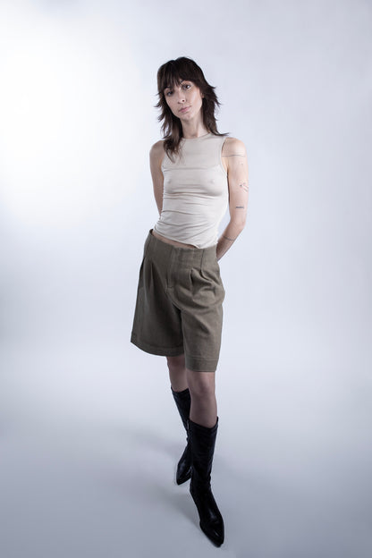 Wool Fishbone Bermudas