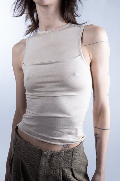 Viscose tank top in Beige