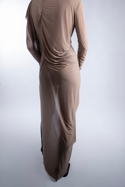 Nylon Mesh Draping Dress