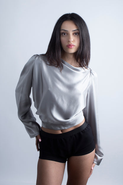 Silk blouse in Silver